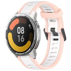 Per Xiaomi MI Watch Color 2 22mm Cinturino in silicone strutturato a due colori (bianco + rosa)