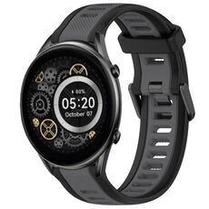 Per Xiaomi Haylou RT2 LS10 cinturino in silicone strutturato bicolore da 22 mm (grigio + nero)