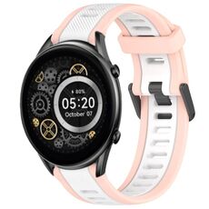 Per Xiaomi Haylou RT2 LS10 cinturino in silicone strutturato bicolore da 22 mm (bianco + rosa)