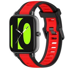 Per Xiaomi Haylou RS4 LS12 cinturino in silicone strutturato bicolore da 22 mm (rosso + nero)