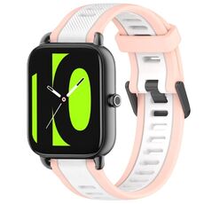 Per Xiaomi Haylou RS4 LS12 cinturino in silicone strutturato bicolore da 22 mm (bianco + rosa)