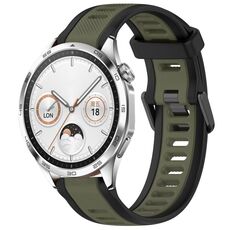 Per Huawei Watch GT4 46mm 22mm cinturino in silicone strutturato bicolore (verde + nero)