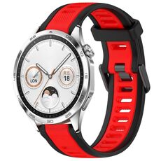 Per Huawei Watch GT4 46mm 22mm cinturino in silicone strutturato bicolore (rosso + nero)