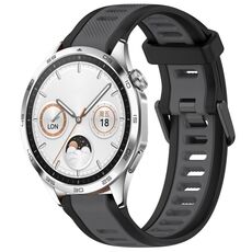 Per Huawei Watch GT4 46mm 22mm cinturino in silicone strutturato bicolore (grigio + nero)