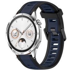 Per Huawei Watch GT4 46mm 22mm cinturino in silicone strutturato bicolore (blu notte + nero)