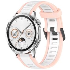 Per Huawei Watch GT4 46mm 22mm cinturino in silicone strutturato bicolore (bianco + rosa)