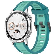 Per Huawei Watch GT4 46mm 22mm cinturino in silicone strutturato bicolore (verde acqua)