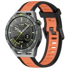 Per Huawei Watch GT3 SE cinturino in silicone strutturato bicolore da 22 mm (arancione + nero)