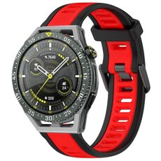 Per Huawei Watch GT3 SE cinturino in silicone strutturato bicolore da 22 mm (rosso + nero)