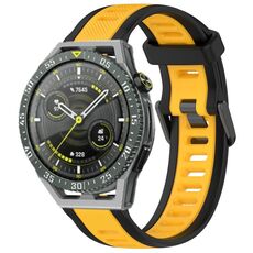 Per Huawei Watch GT3 SE cinturino in silicone strutturato bicolore da 22 mm (giallo + nero)