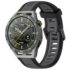 Per Huawei Watch GT3 SE cinturino in silicone strutturato bicolore da 22 mm (grigio + nero)