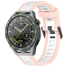 Per Huawei Watch GT3 SE cinturino in silicone strutturato bicolore da 22 mm (bianco + rosa)