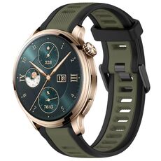 Cinturino per orologio in silicone strutturato bicolore per Honor Watch 4 Pro 22 mm (verde + nero)