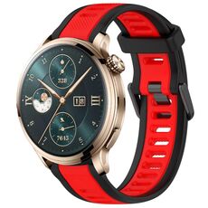 Per Honor Watch 4 Pro 22mm cinturino in silicone strutturato bicolore (rosso + nero)