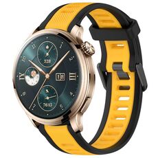 Cinturino per orologio in silicone strutturato bicolore per Honor Watch 4 Pro 22 mm (giallo + nero)