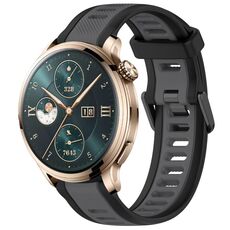Cinturino per orologio in silicone strutturato bicolore per Honor Watch 4 Pro 22 mm (grigio + nero)