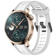 Cinturino per orologio in silicone strutturato a due colori per Honor Watch 4 Pro 22 mm (bianco + grigio)