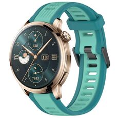 Cinturino per orologio in silicone strutturato bicolore per Honor Watch 4 Pro 22 mm (verde acqua)