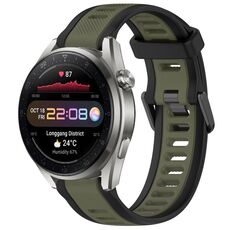 Per Huawei Watch 3 Pro Nuovo cinturino in silicone strutturato bicolore da 22 mm (verde + nero)