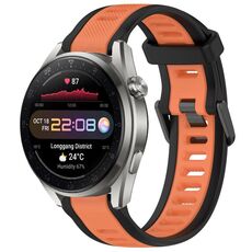 Per Huawei Watch 3 Pro Nuovo cinturino in silicone strutturato bicolore da 22 mm (arancione + nero)