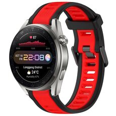 Per Huawei Watch 3 Pro Nuovo cinturino in silicone strutturato bicolore da 22 mm (rosso + nero)