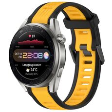 Per Huawei Watch 3 Pro Nuovo cinturino in silicone strutturato bicolore da 22 mm (giallo + nero)
