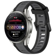 Per Huawei Watch 3 Pro Nuovo cinturino in silicone strutturato bicolore da 22 mm (grigio + nero)