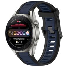 Per Huawei Watch 3 Pro Nuovo cinturino in silicone strutturato bicolore da 22 mm (blu notte + nero)
