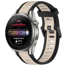 Per Huawei Watch 3 Pro Nuovo cinturino in silicone strutturato bicolore da 22 mm (Starlight + Nero)