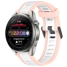 Per Huawei Watch 3 Pro Nuovo cinturino in silicone strutturato bicolore da 22 mm (bianco + rosa)