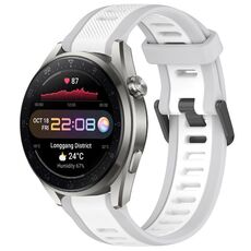 Per Huawei Watch 3 Pro Nuovo cinturino in silicone strutturato bicolore da 22 mm (bianco + grigio)