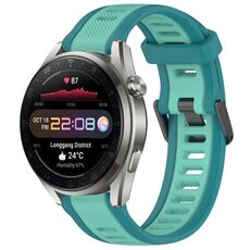 Per Huawei Watch 3 Pro Nuovo cinturino in silicone strutturato bicolore da 22 mm (verde acqua)