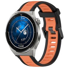 Per Huawei Watch GT3 Pro 46mm 22mm cinturino in silicone strutturato bicolore (arancione + nero)