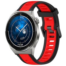 Per Huawei Watch GT3 Pro 46mm 22mm cinturino in silicone strutturato bicolore (rosso + nero)