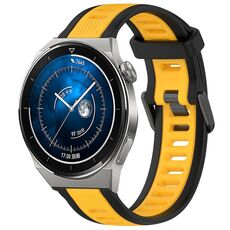 Per Huawei Watch GT3 Pro 46mm 22mm cinturino in silicone strutturato bicolore (giallo + nero)