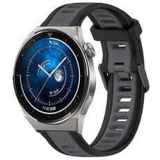 Per Huawei Watch GT3 Pro 46mm 22mm cinturino in silicone strutturato bicolore (grigio + nero)