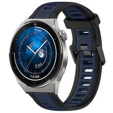Per Huawei Watch GT3 Pro 46mm 22mm cinturino in silicone strutturato bicolore (blu notte + nero)