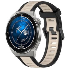 Per Huawei Watch GT3 Pro 46mm 22mm cinturino in silicone strutturato bicolore (Starlight + nero)