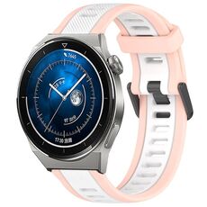 Per Huawei Watch GT3 Pro 46mm 22mm cinturino in silicone strutturato bicolore (bianco + rosa)