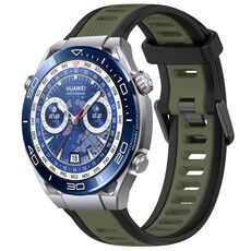 Per Huawei Watch Ultimate 22mm cinturino in silicone strutturato bicolore (verde + nero)