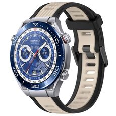 Per Huawei Watch Ultimate 22mm cinturino in silicone strutturato bicolore (Starlight + nero)