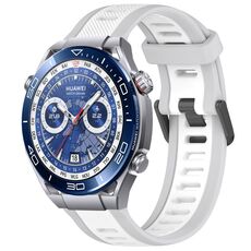 Per Huawei Watch Ultimate 22mm cinturino in silicone strutturato bicolore (bianco + grigio)