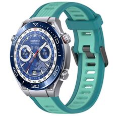 Per Huawei Watch Ultimate 22 mm cinturino in silicone strutturato bicolore (verde acqua)