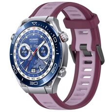 Per Huawei Watch Ultimate 22mm cinturino in silicone strutturato bicolore (viola)