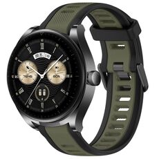 Per Huawei Watch Buds cinturino in silicone strutturato bicolore da 22 mm (verde + nero)