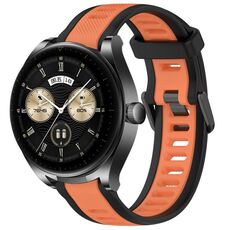 Per Huawei Watch Buds cinturino in silicone strutturato bicolore da 22 mm (arancione + nero)