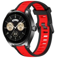 Per Huawei Watch Buds cinturino in silicone strutturato bicolore da 22 mm (rosso + nero)