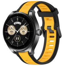 Per Huawei Watch Buds cinturino in silicone strutturato bicolore da 22 mm (giallo + nero)