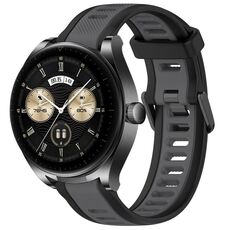 Per Huawei Watch Buds cinturino in silicone strutturato bicolore da 22 mm (grigio + nero)