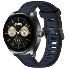 Per Huawei Watch Buds cinturino in silicone strutturato bicolore da 22 mm (blu notte + nero)